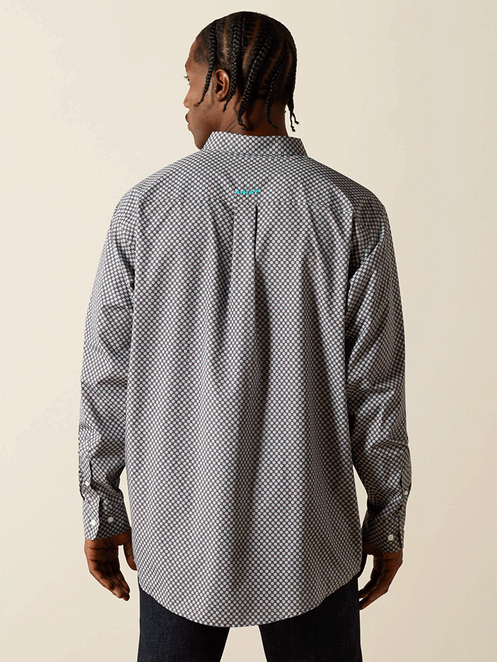 Ariat 10062228 Mens Wrinkle Free Caleb Classic Fit Shirt Dark Grey front view. If you need any assistance with this item or the purchase of this item please call us at five six one seven four eight eight eight zero one Monday through Saturday 10:00a.m EST to 8:00 p.m EST