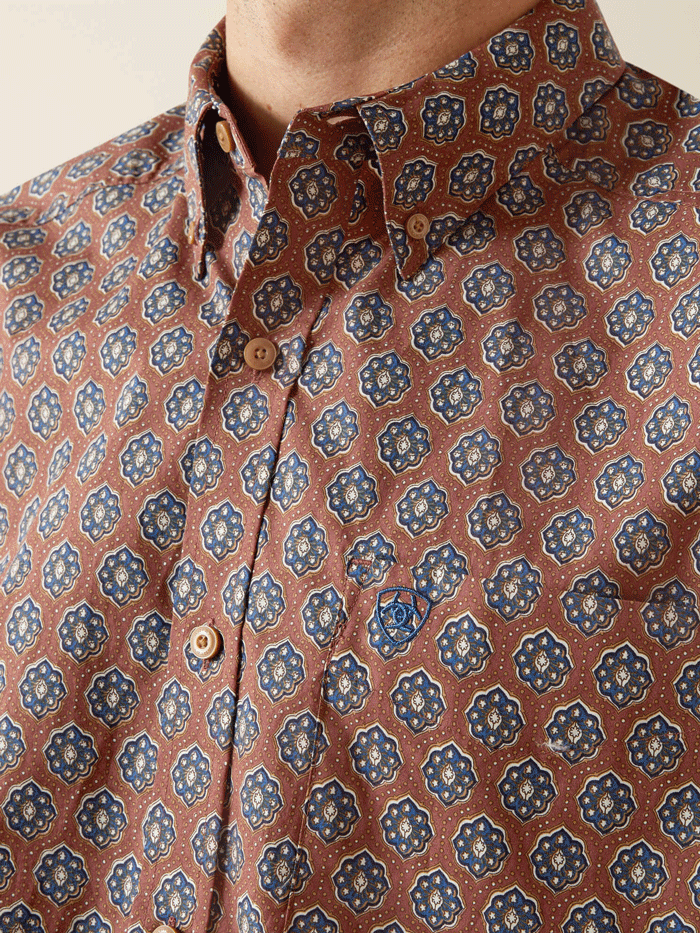 Ariat 10062239 Mens Shaw Classic Fit Long Sleeve Shirt Light Brown front view. If you need any assistance with this item or the purchase of this item please call us at five six one seven four eight eight eight zero one Monday through Saturday 10:00a.m EST to 8:00 p.m EST