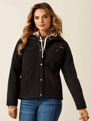 Ariat 10062258 Womens Berber Back Softshell Jacket Black front view. If you need any assistance with this item or the purchase of this item please call us at five six one seven four eight eight eight zero one Monday through Saturday 10:00a.m EST to 8:00 p.m EST