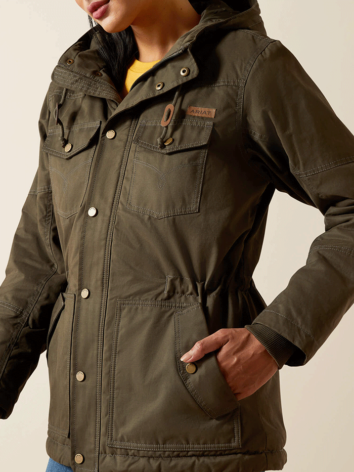 Ariat 10062344 Womens Grizzly 2.0 Parka Earth front view. If you need any assistance with this item or the purchase of this item please call us at five six one seven four eight eight eight zero one Monday through Saturday 10:00a.m EST to 8:00 p.m EST