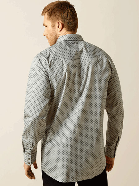 Ariat 10062358 Mens Wrinkle Free Edward Fitted Shirt Heather Grey back view. If you need any assistance with this item or the purchase of this item please call us at five six one seven four eight eight eight zero one Monday through Saturday 10:00a.m EST to 8:00 p.m EST