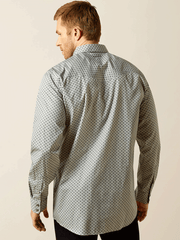Ariat 10062358 Mens Wrinkle Free Edward Fitted Shirt Heather Grey back view. If you need any assistance with this item or the purchase of this item please call us at five six one seven four eight eight eight zero one Monday through Saturday 10:00a.m EST to 8:00 p.m EST