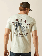 Ariat 10062412 Mens Straight Shooter T-Shirt Oatmeal Heather back view. If you need any assistance with this item or the purchase of this item please call us at five six one seven four eight eight eight zero one Monday through Saturday 10:00a.m EST to 8:00 p.m EST
