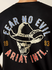 Ariat 10062423 Mens Stitched Skull T-Shirt Black close up. If you need any assistance with this item or the purchase of this item please call us at five six one seven four eight eight eight zero one Monday through Saturday 10:00a.m EST to 8:00 p.m EST