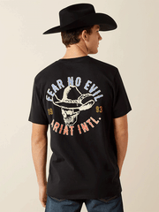 Ariat 10062423 Mens Stitched Skull T-Shirt Black back view. If you need any assistance with this item or the purchase of this item please call us at five six one seven four eight eight eight zero one Monday through Saturday 10:00a.m EST to 8:00 p.m EST