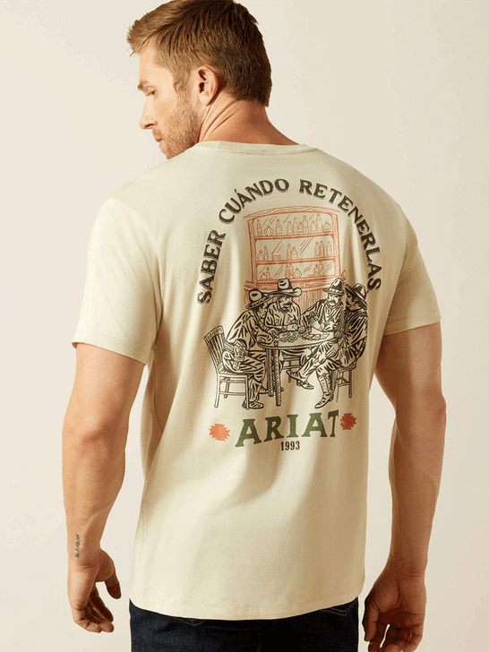Ariat 10062424 Mens Mezcal Mezclilla T-Shirt Natural back view. If you need any assistance with this item or the purchase of this item please call us at five six one seven four eight eight eight zero one Monday through Saturday 10:00a.m EST to 8:00 p.m EST