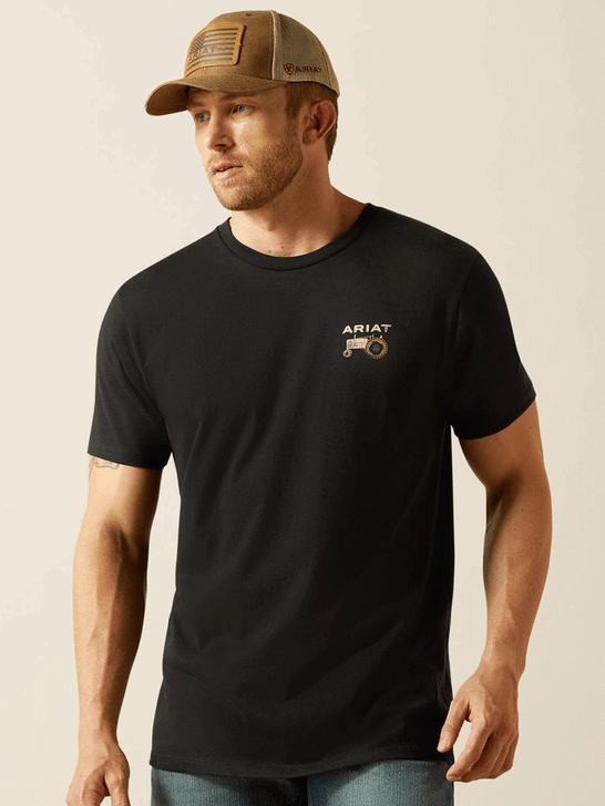 Ariat 10062425 Mens Gramps Tractor T-Shirt Black front view. If you need any assistance with this item or the purchase of this item please call us at five six one seven four eight eight eight zero one Monday through Saturday 10:00a.m EST to 8:00 p.m EST
