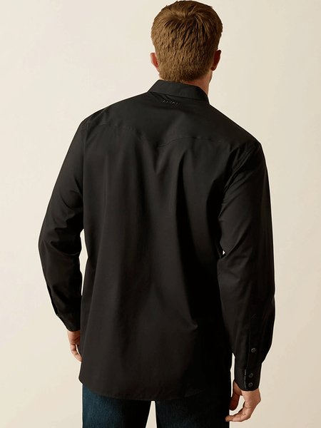 Ariat 10062469 Mens Wrinkle Free Refined Slub Classic Fit Shirt Black back view. If you need any assistance with this item or the purchase of this item please call us at five six one seven four eight eight eight zero one Monday through Saturday 10:00a.m EST to 8:00 p.m EST