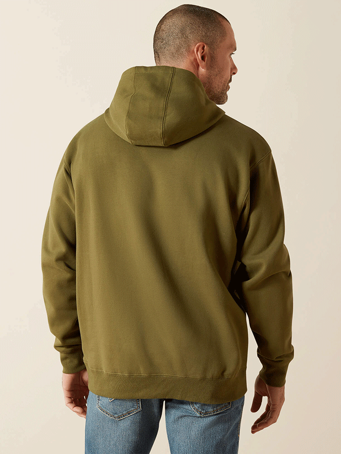 Ariat 10062501 Mens Embossed Logo Hoodie Winter Moss front view. 