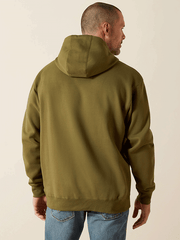 Ariat 10062501 Mens Embossed Logo Hoodie Winter Moss back view. If you need any assistance with this item or the purchase of this item please call us at five six one seven four eight eight eight zero one Monday through Saturday 10:00a.m EST to 8:00 p.m EST