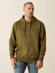 Ariat 10062501 Mens Embossed Logo Hoodie Winter Moss front view. 