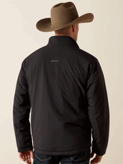 Ariat 10062508 Mens Pioneer StretchShell Jacket Black back view. If you need any assistance with this item or the purchase of this item please call us at five six one seven four eight eight eight zero one Monday through Saturday 10:00a.m EST to 8:00 p.m EST