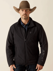 Ariat 10062508 Mens Pioneer StretchShell Jacket Black front view. If you need any assistance with this item or the purchase of this item please call us at five six one seven four eight eight eight zero one Monday through Saturday 10:00a.m EST to 8:00 p.m EST