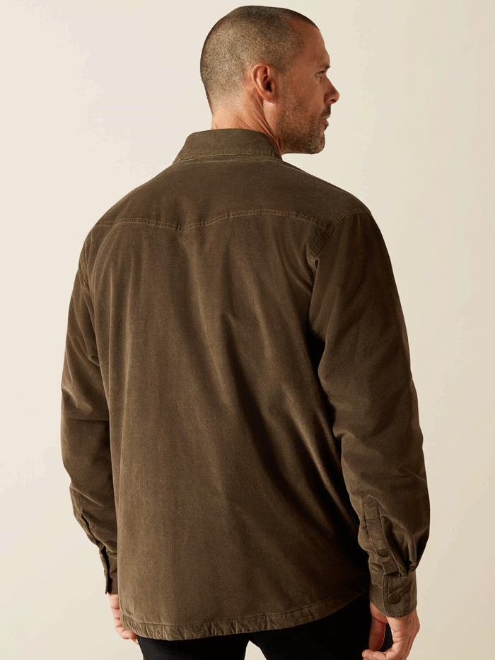 Ariat 10062519 Mens Retro Corduroy Shirt Jacket Dark Green front view. If you need any assistance with this item or the purchase of this item please call us at five six one seven four eight eight eight zero one Monday through Saturday 10:00a.m EST to 8:00 p.m EST
