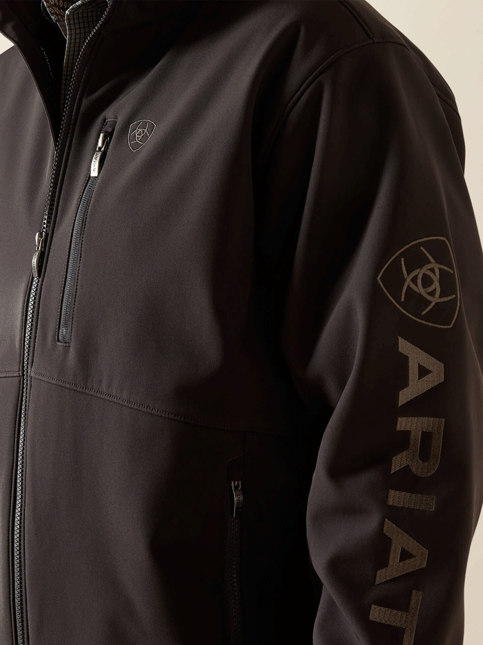 Ariat 10062580 Mens Logo Softshell Jacket Phantom front view. If you need any assistance with this item or the purchase of this item please call us at five six one seven four eight eight eight zero one Monday through Saturday 10:00a.m EST to 8:00 p.m EST