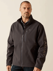 Ariat 10062580 Mens Logo Softshell Jacket Phantom front view. If you need any assistance with this item or the purchase of this item please call us at five six one seven four eight eight eight zero one Monday through Saturday 10:00a.m EST to 8:00 p.m EST