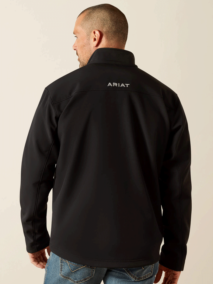 Ariat 10062596 Mens Vernon Softshell Jacket Black front view. If you need any assistance with this item or the purchase of this item please call us at five six one seven four eight eight eight zero one Monday through Saturday 10:00a.m EST to 8:00 p.m EST