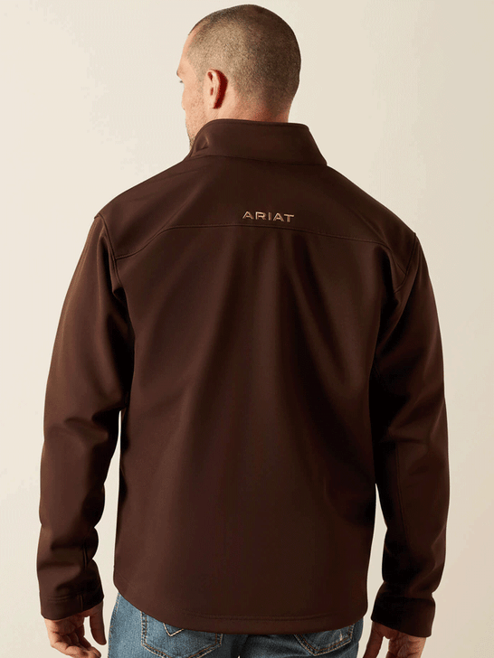 Ariat 10062597 Mens Vernon Softshell Jacket Coffee Bean back view. If you need any assistance with this item or the purchase of this item please call us at five six one seven four eight eight eight zero one Monday through Saturday 10:00a.m EST to 8:00 p.m EST