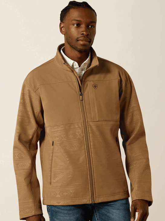 Ariat 10062599 Mens Vernon Softshell Jacket Khaki Southwest front view. If you need any assistance with this item or the purchase of this item please call us at five six one seven four eight eight eight zero one Monday through Saturday 10:00a.m EST to 8:00 p.m EST
