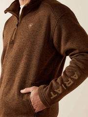 Ariat 10062619 Mens Caldwell Logo 1/4 Zip Sweater Carafe side view. If you need any assistance with this item or the purchase of this item please call us at five six one seven four eight eight eight zero one Monday through Saturday 10:00a.m EST to 8:00 p.m EST