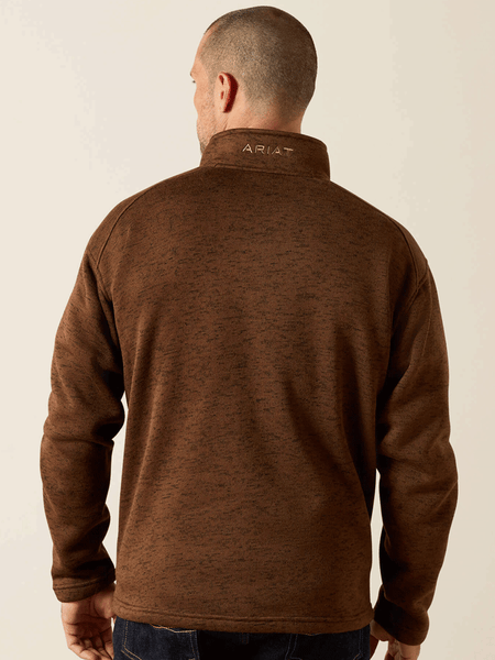 Ariat 10062619 Mens Caldwell Logo 1/4 Zip Sweater Carafe back view. If you need any assistance with this item or the purchase of this item please call us at five six one seven four eight eight eight zero one Monday through Saturday 10:00a.m EST to 8:00 p.m EST