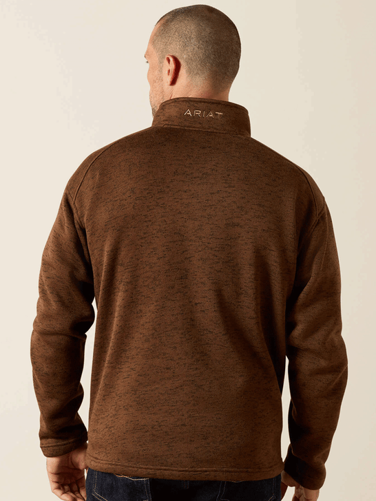 Ariat 10062619 Mens Caldwell Logo 1/4 Zip Sweater Carafe back view. If you need any assistance with this item or the purchase of this item please call us at five six one seven four eight eight eight zero one Monday through Saturday 10:00a.m EST to 8:00 p.m EST