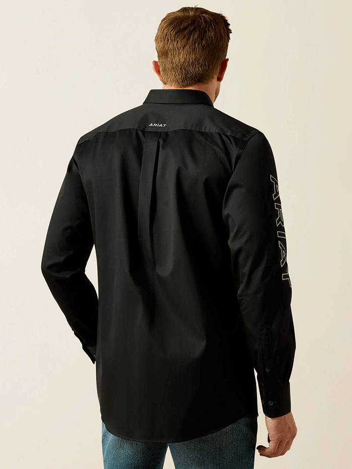 Ariat 10062659 Mens Team Logo Twill Fitted Shirt Black front view. If you need any assistance with this item or the purchase of this item please call us at five six one seven four eight eight eight zero one Monday through Saturday 10:00a.m EST to 8:00 p.m EST