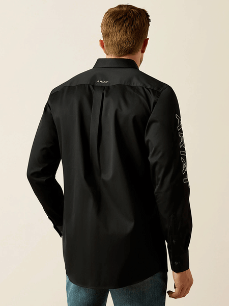 Ariat 10062659 Mens Team Logo Twill Fitted Shirt Black back view. If you need any assistance with this item or the purchase of this item please call us at five six one seven four eight eight eight zero one Monday through Saturday 10:00a.m EST to 8:00 p.m EST