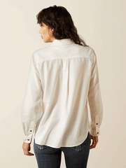 Ariat 10062673 Womens Billie Jean Shirt Cloud Dancer Dobby back view. If you need any assistance with this item or the purchase of this item please call us at five six one seven four eight eight eight zero one Monday through Saturday 10:00a.m EST to 8:00 p.m EST