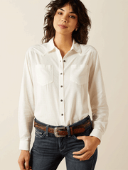 Ariat 10062673 Womens Billie Jean Shirt Cloud Dancer Dobby front view. If you need any assistance with this item or the purchase of this item please call us at five six one seven four eight eight eight zero one Monday through Saturday 10:00a.m EST to 8:00 p.m EST