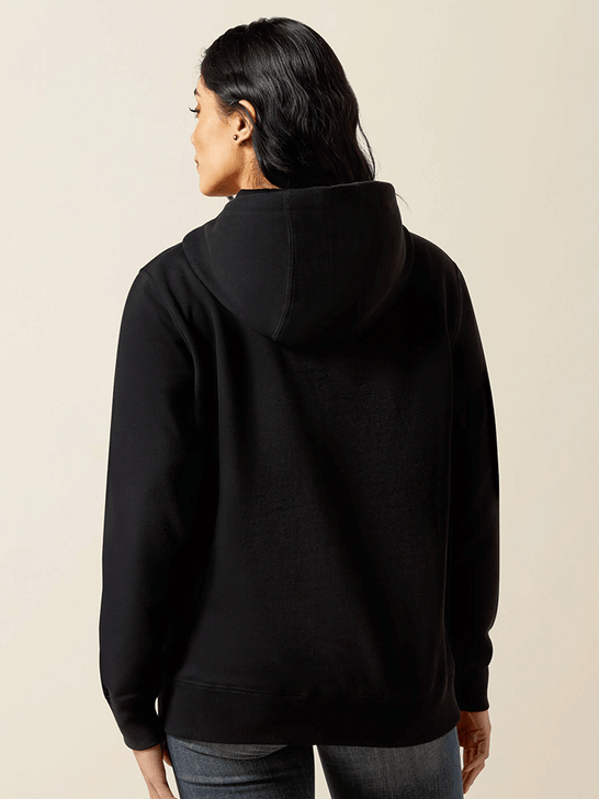 Ariat 10062734 Womens Booted Logo Hoodie Black back view. If you need any assistance with this item or the purchase of this item please call us at five six one seven four eight eight eight zero one Monday through Saturday 10:00a.m EST to 8:00 p.m EST