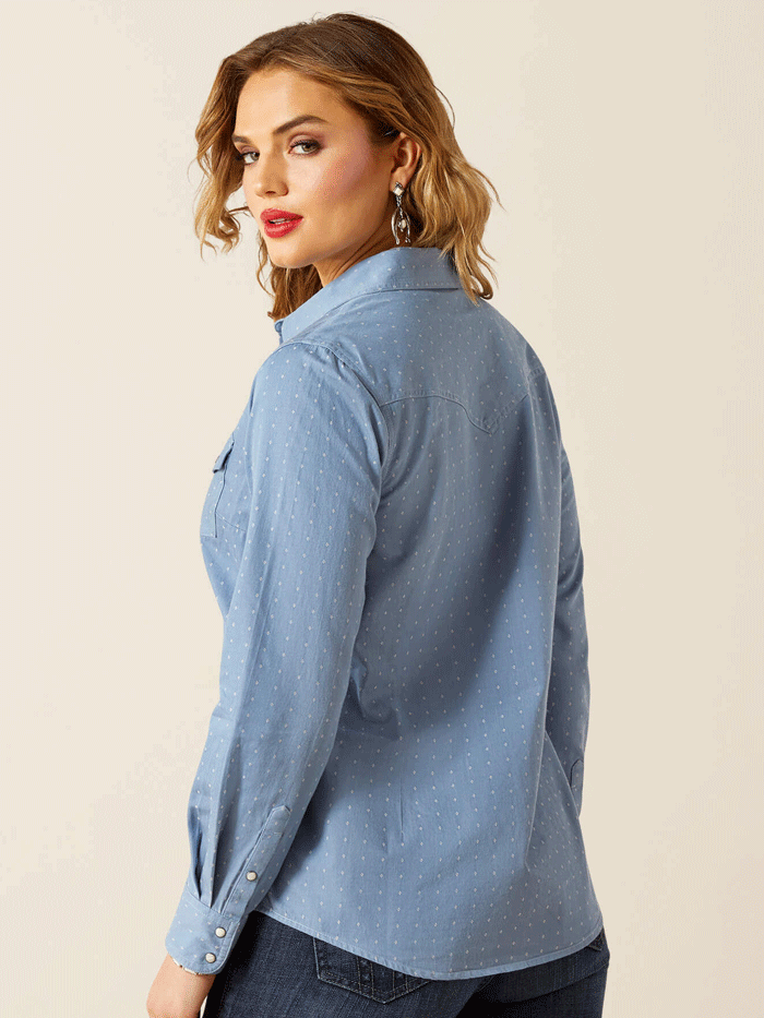 Ariat 10062840 Womens Merchant Western Shirt Light Blue front view. If you need any assistance with this item or the purchase of this item please call us at five six one seven four eight eight eight zero one Monday through Saturday 10:00a.m EST to 8:00 p.m EST