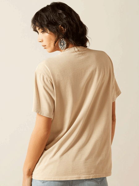 Ariat 10062916 Womens Ride On T-Shirt Natural back view. If you need any assistance with this item or the purchase of this item please call us at five six one seven four eight eight eight zero one Monday through Saturday 10:00a.m EST to 8:00 p.m EST
