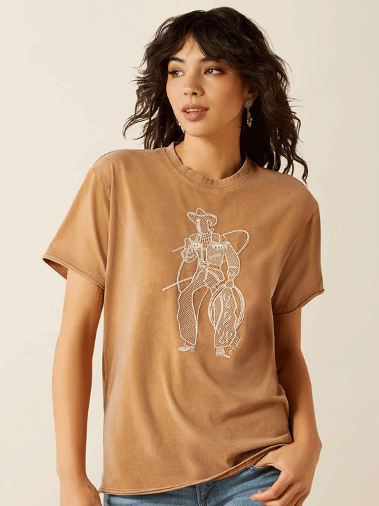 Ariat 10062917 Womens Buckaroo T-Shirt Toasted Coconut Tan front view. If you need any assistance with this item or the purchase of this item please call us at five six one seven four eight eight eight zero one Monday through Saturday 10:00a.m EST to 8:00 p.m EST
