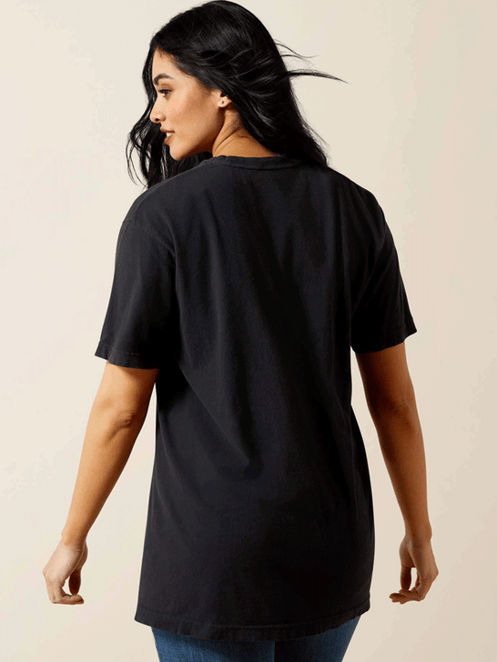 Ariat 10063756 Womens Boot Cloche T-Shirt Black back view. If you need any assistance with this item or the purchase of this item please call us at five six one seven four eight eight eight zero one Monday through Saturday 10:00a.m EST to 8:00 p.m EST
