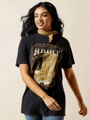 Ariat 10063756 Womens Boot Cloche T-Shirt Black front view. If you need any assistance with this item or the purchase of this item please call us at five six one seven four eight eight eight zero one Monday through Saturday 10:00a.m EST to 8:00 p.m EST
