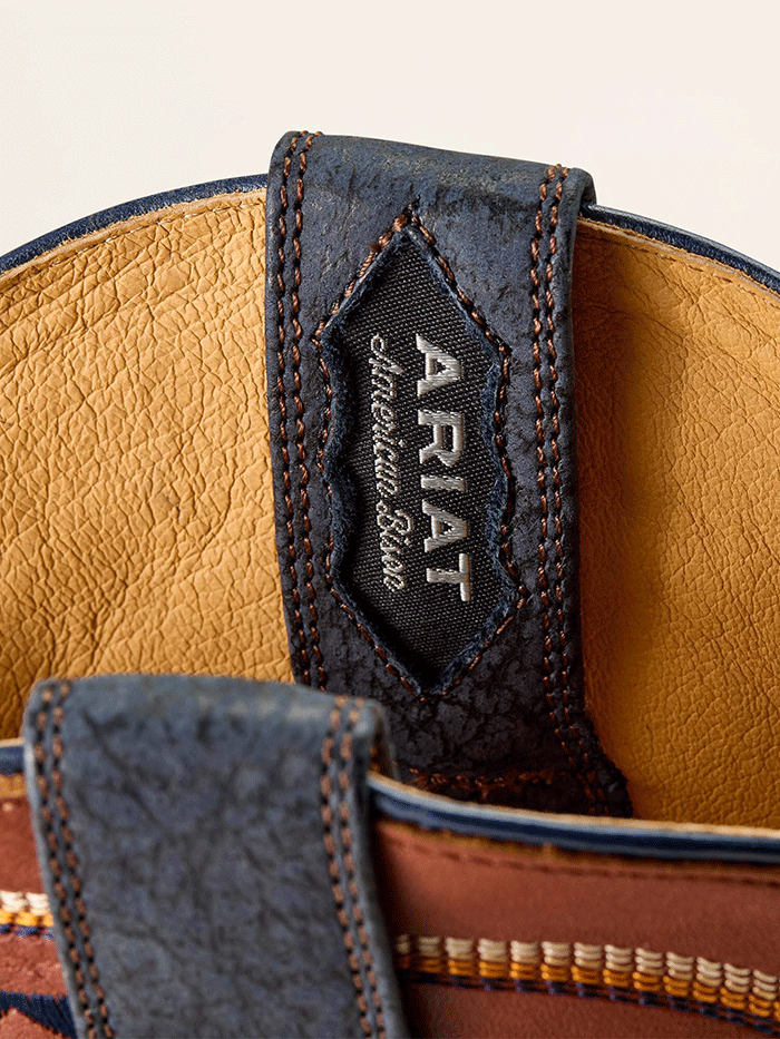 Ariat 10063784 Mens Rock Ridge Wide Square Toe Western Boot Navy Bison side / front view. If you need any assistance with this item or the purchase of this item please call us at five six one seven four eight eight eight zero one Monday through Saturday 10:00a.m EST to 8:00 p.m EST