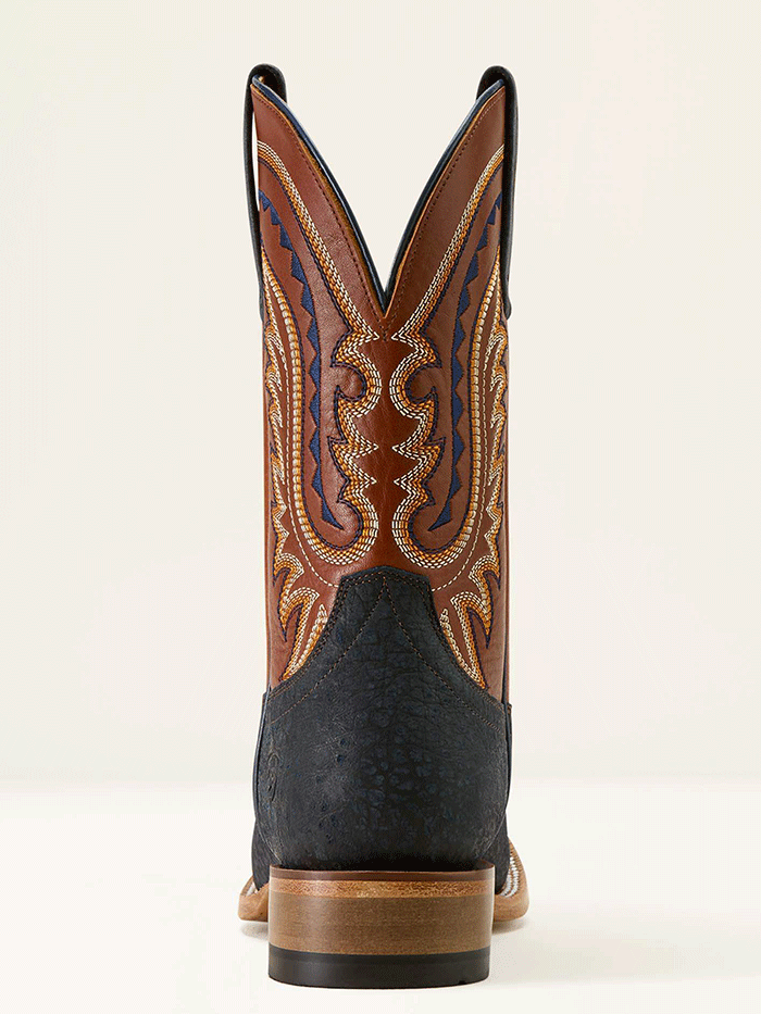 Ariat 10063784 Mens Rock Ridge Wide Square Toe Western Boot Navy Bison side / front view. If you need any assistance with this item or the purchase of this item please call us at five six one seven four eight eight eight zero one Monday through Saturday 10:00a.m EST to 8:00 p.m EST
