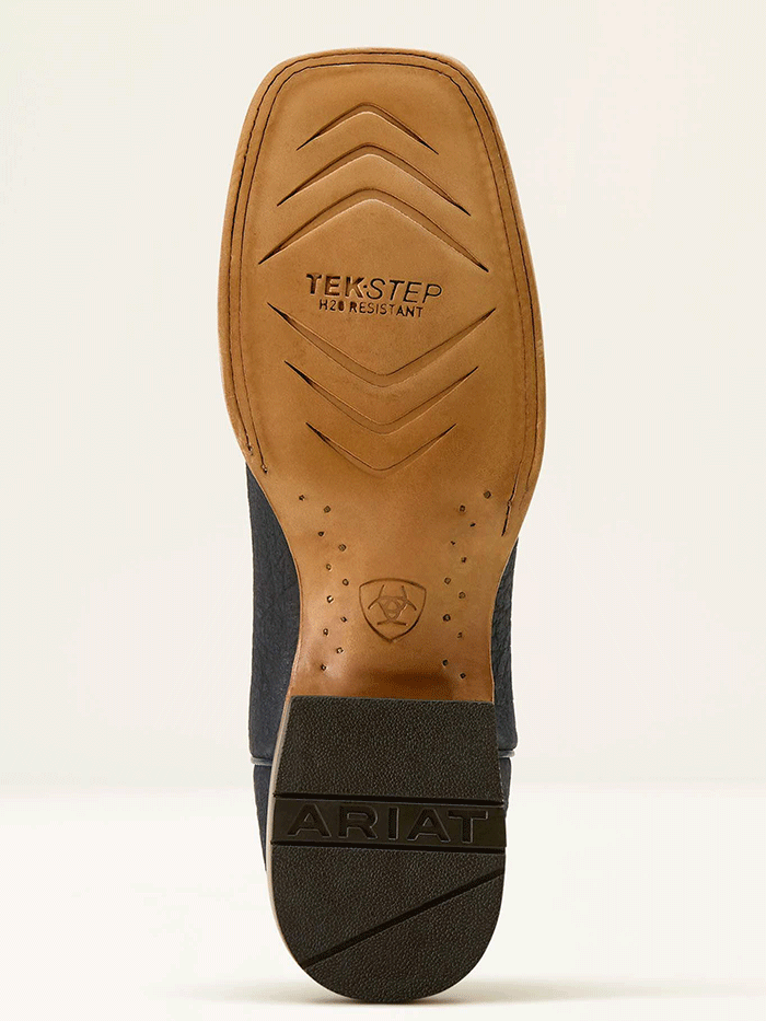 Ariat 10063784 Mens Rock Ridge Wide Square Toe Western Boot Navy Bison side / front view. If you need any assistance with this item or the purchase of this item please call us at five six one seven four eight eight eight zero one Monday through Saturday 10:00a.m EST to 8:00 p.m EST