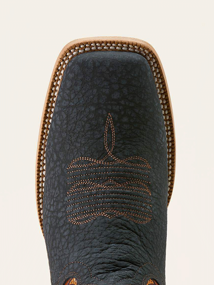 Ariat 10063784 Mens Rock Ridge Wide Square Toe Western Boot Navy Bison side / front view. If you need any assistance with this item or the purchase of this item please call us at five six one seven four eight eight eight zero one Monday through Saturday 10:00a.m EST to 8:00 p.m EST