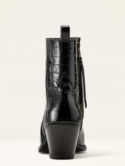 Ariat 10063822 Womens Jade X Toe Western Boot Luxe Caviar Croc Print Black back view. If you need any assistance with this item or the purchase of this item please call us at five six one seven four eight eight eight zero one Monday through Saturday 10:00a.m EST to 8:00 p.m EST
