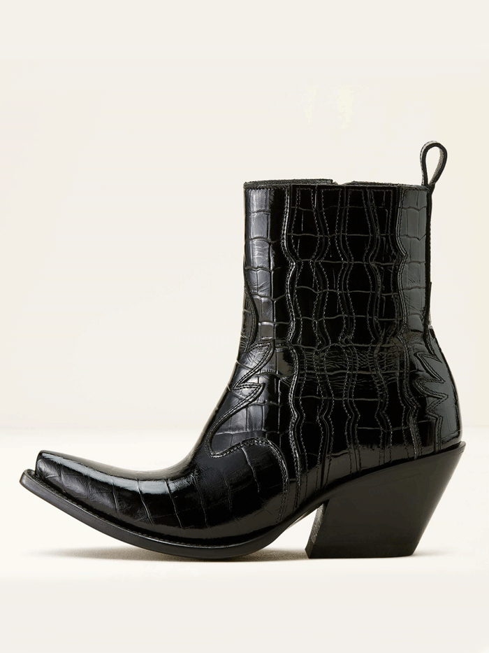 Ariat 10063822 Womens Jade X Toe Western Boot Luxe Caviar Croc Print Black front and outter side view. If you need any assistance with this item or the purchase of this item please call us at five six one seven four eight eight eight zero one Monday through Saturday 10:00a.m EST to 8:00 p.m EST
