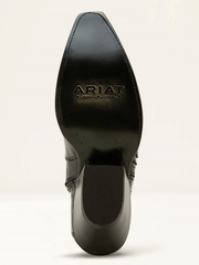Ariat 10063822 Womens Jade X Toe Western Boot Luxe Caviar Croc Print Black sole view. If you need any assistance with this item or the purchase of this item please call us at five six one seven four eight eight eight zero one Monday through Saturday 10:00a.m EST to 8:00 p.m EST
