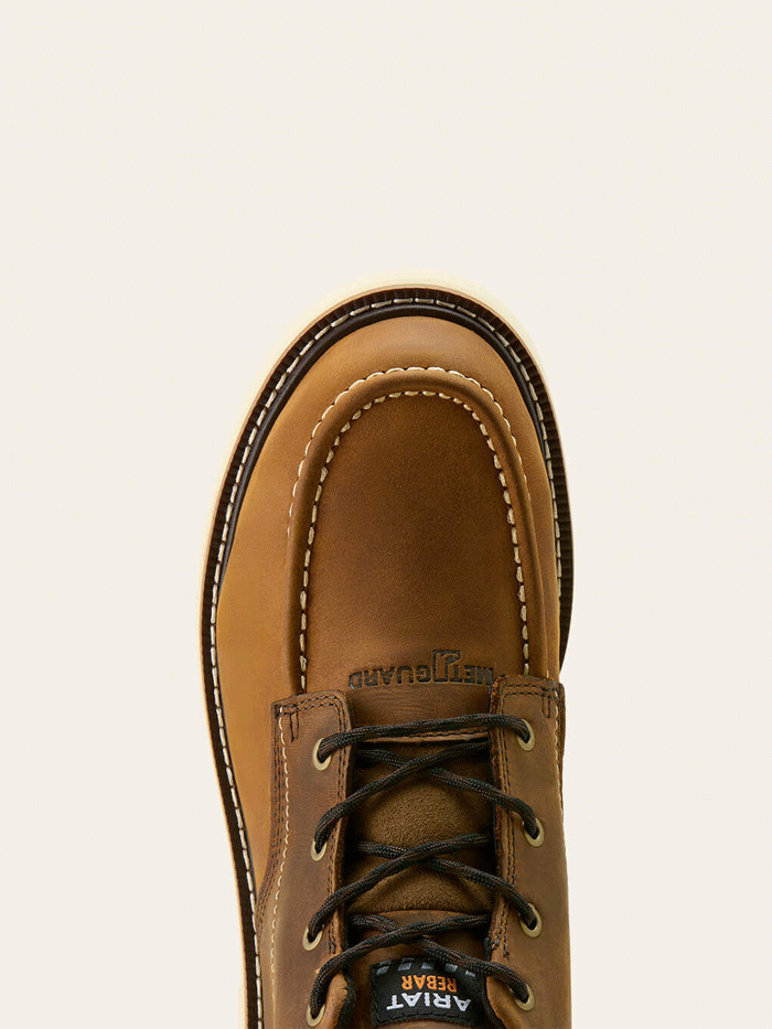 Ariat 10063850 Mens Rebar Lift Chukka MetGuard Composite Toe Work Boot Distressed Brown front and side view. If you need any assistance with this item or the purchase of this item please call us at five six one seven four eight eight eight zero one Monday through Saturday 10:00a.m EST to 8:00 p.m EST
