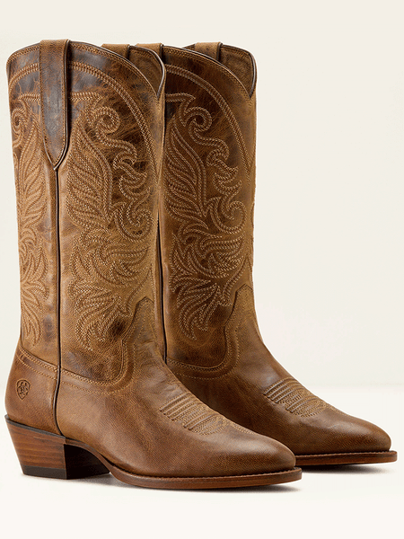 Ariat 10063905 Womens Louella R Toe Western Boot Pearl Brown side view pair. If you need any assistance with this item or the purchase of this item please call us at five six one seven four eight eight eight zero one Monday through Saturday 10:00a.m EST to 8:00 p.m EST