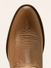 Ariat 10063905 Womens Louella R Toe Western Boot Pearl Brown toe view. If you need any assistance with this item or the purchase of this item please call us at five six one seven four eight eight eight zero one Monday through Saturday 10:00a.m EST to 8:00 p.m EST