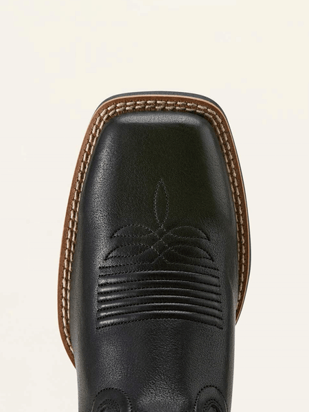 Ariat 10063918 Womens Olena Wide Square Toe Western Boot Obsidian Black toe view. If you need any assistance with this item or the purchase of this item please call us at five six one seven four eight eight eight zero one Monday through Saturday 10:00a.m EST to 8:00 p.m EST
