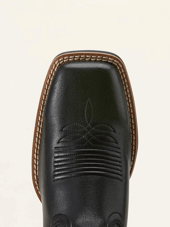 Ariat 10063918 Womens Olena Wide Square Toe Western Boot Obsidian Black toe view. If you need any assistance with this item or the purchase of this item please call us at five six one seven four eight eight eight zero one Monday through Saturday 10:00a.m EST to 8:00 p.m EST
