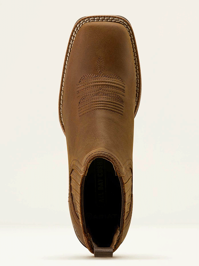 Ariat 10063973 Womens Booker Chelsea Wide Square Toe Western Boot Distressed Brown side view pair. If you need any assistance with this item or the purchase of this item please call us at five six one seven four eight eight eight zero one Monday through Saturday 10:00a.m EST to 8:00 p.m EST
