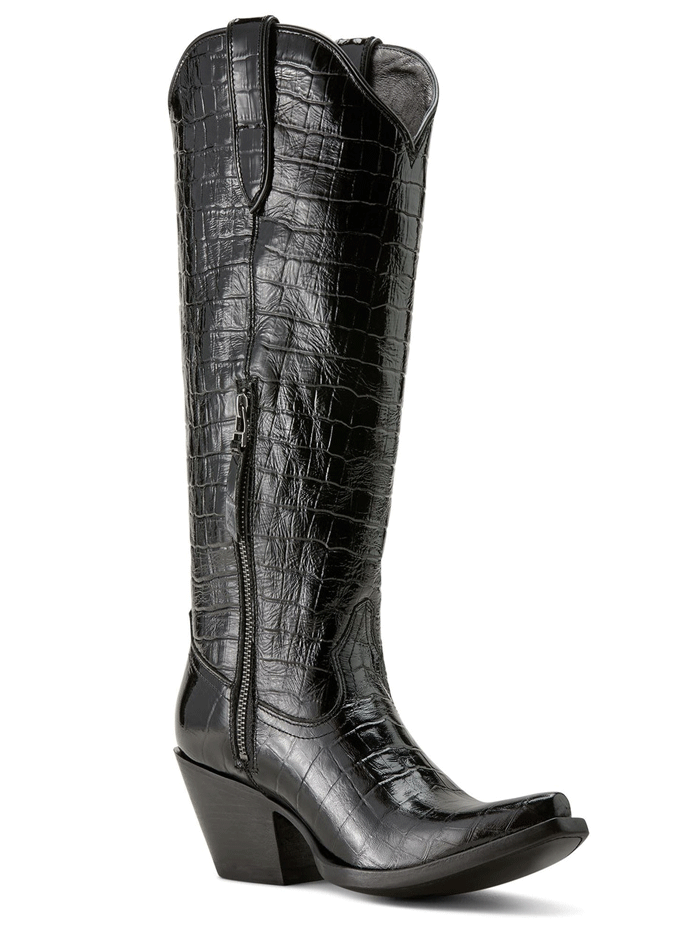 Ariat 10063992 Womens Casanova Western Boot Luxe Caviar Croc Print Black front and outter side view. If you need any assistance with this item or the purchase of this item please call us at five six one seven four eight eight eight zero one Monday through Saturday 10:00a.m EST to 8:00 p.m EST